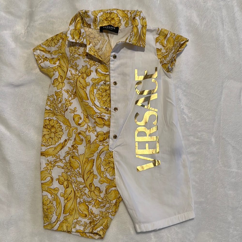 Versace Kids One Piece in White and Gold